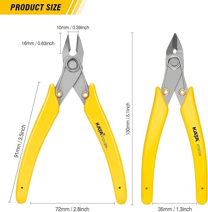 KATA 2Pack Micro Wire Cutters For Electronics Flush cutters, 5.5 Inch Precision Micro Cutters for Cut Precision Electronics, Jewelry, Soft Copper Wire, Cables