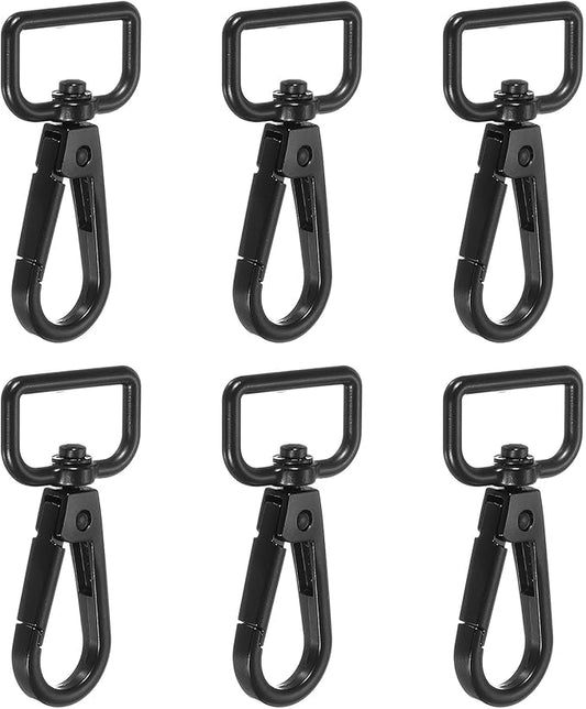 Swivel Snap Hooks, Metal D Ring Keychain Lanyard Clip Hook Lobster Clasp Claw Push Gate Clip - Fitting for(Purse Making - Sewing - DIY Crafts) 6 Pcs & 3/4" & Electrophoretic Black