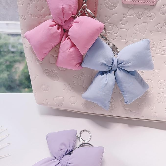 Pink Bow Keychain Bag Charms Y2K Bowknot Plaid Keychains Coquette Aesthetic Purse Handbag Backpacks Charms