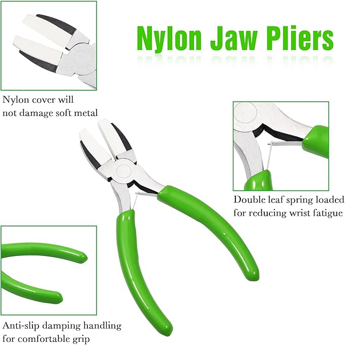 2 Pieces 5" Double Nylon Jaw Flat Nose Pliers Mini Precision Pliers Wire Looping Pliers Wire Bending Pliers Jewelry Making Pliers for Handmade DIY Hobby Projects Tools