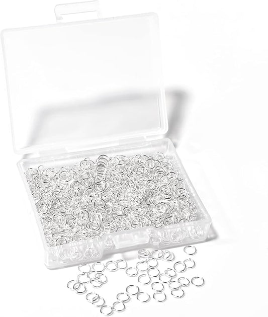 1000 Pcs 4mm Open Jump Rings Silver Plated Jump Rings for Jewelry Making Iron Made Single Ring Bulk for DIY Craft Earring Necklace Bracelet Pendant Choker Jewelry Making Findings