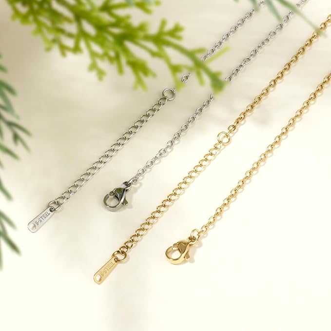 24PCS Cable Necklaces for Jewelry Making 1.5MM Stainless Steel Cable Link Chains Bulk for DIY Necklace