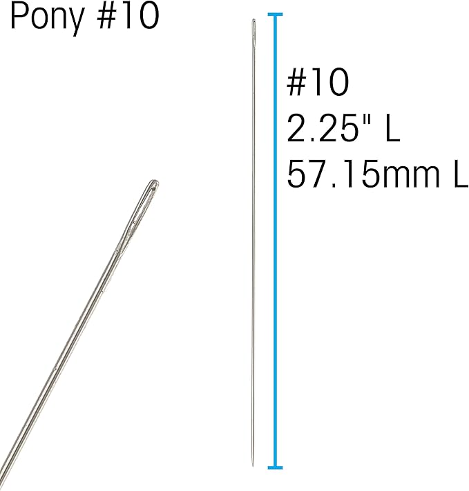 Pony Beading Needles, Size 10, Pack of 6, Box of 5 Packs, 2 Inches, Made in India, Use for Loom Weaving Beadwork, Off-Loom Stitching and Jewelry Making with Seed Beads