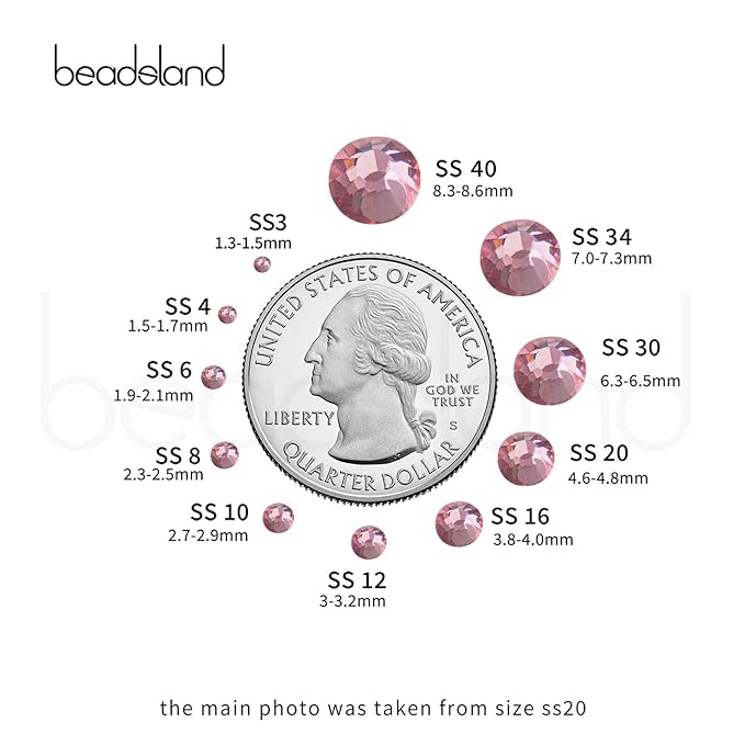 Beadsland Flat Back Crystal Rhinestones Round Gems for Nail Art and Craft Glue Fix, Light Purple, 8.3-8.6mm, SS40/144pcs