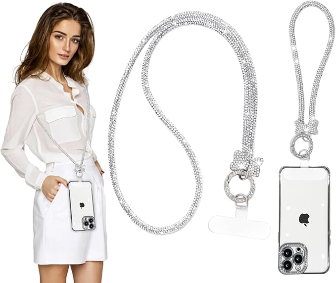 2Pcs Phone Crossbody Lanyard and Wrist Strap, Universal Cell Phone Lanyard Strap with 2Tether Tab