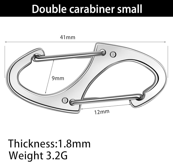 Moxweyeni 20 Pcs Zipper Clip S Carabiner Clips Small Alloy Snap Hook Anti Theft 1. 6 Inch Mini Dual Wire Gate Interlocking Keychain Clip Attachment for Women Men Camping Hiking