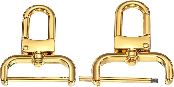 PATIKIL 1.3 Inch Swivel Clasp Hooks, 2 Pcs Detachable Snap Hook with Screw Bar, Swivel Lobster Claw Clasps for Bag Strap Replacement Purse Lanyard DIY Craft Hardware, Gold