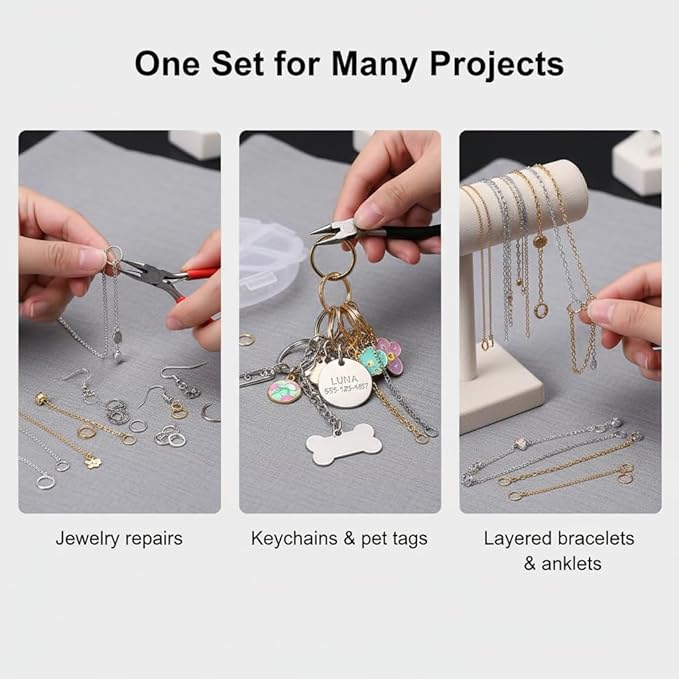 970Pcs O Ring Connectors for Jewelry Making - Metal Open Jump Rings Set in 4mm/5mm/6mm/7mm/8mm/10mm - DIY Jewelry Findings & Craft Supplies