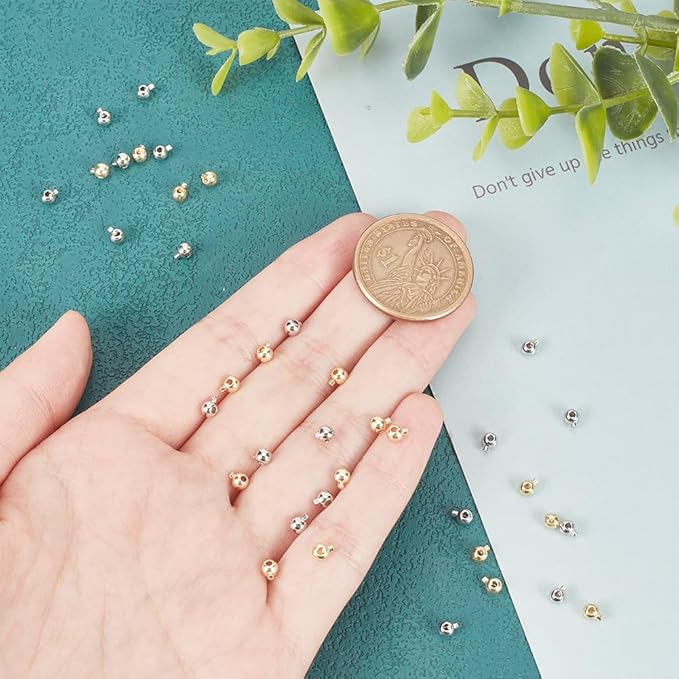 arricraft 40 Pcs 2 Colors Brass Beads, Loose Spacer Beads Metal Irregular Shape Crimp Charms Accessories for Bracelet Necklace Jewelry Making, Platinum/Golden