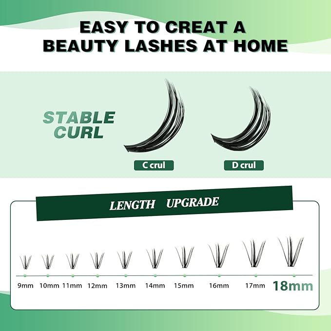 Lash Clusters 300pcs Individual Lashes 30D 0.07D Curl 14mm DIY Eyelash Extension KEYYOU Large Tray Volume Soft&Natural Eyelash Clusters(30D-0.07D,14）