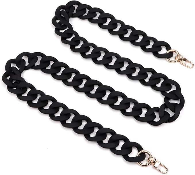 Flat Chain Strap 47.2"/120cm Shoulder Bag Strap Replacement Decorative DIY Purse & Handbag Strap Accessories, Matte Black
