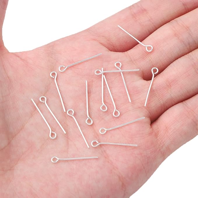 Silver Plated Open Eye Pins Non Tarnish 20mm 200pcs for Jewelry Making Findings