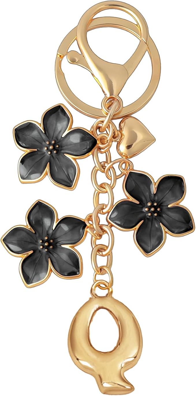 Snycler Bubble Initial Keychain Graceful Flower for bags car remote–A-Z Letter Charms for Women