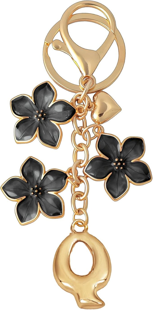 Snycler Bubble Initial Keychain Graceful Flower for bags car remote–A-Z Letter Charms for Women