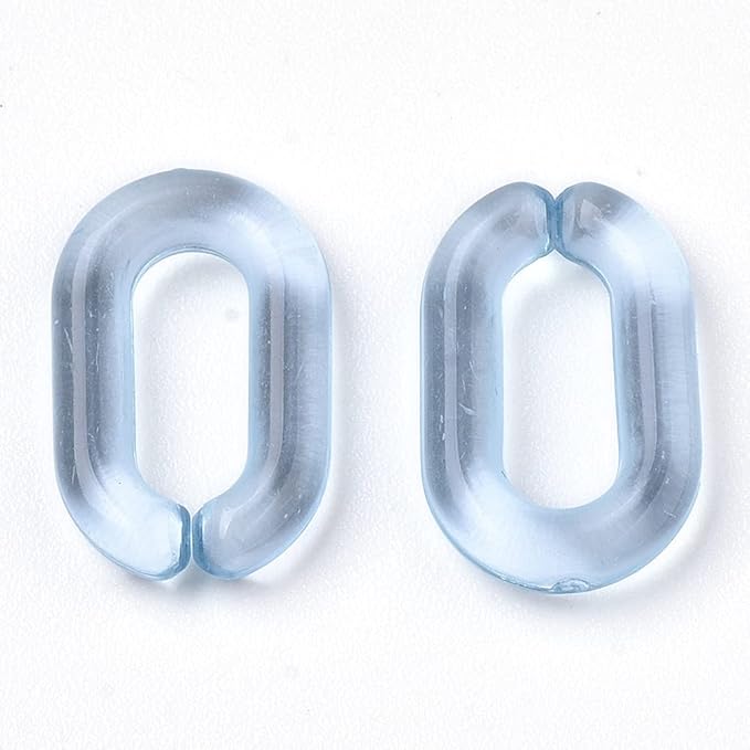 Beadthoven 100pcs Transparent Acrylic Linking Rings Oval Quick Link Connectors for Curb Chains Purse Eyeglass Chain DIY Craft Making 15x9x3mm (Light Sky Blue)