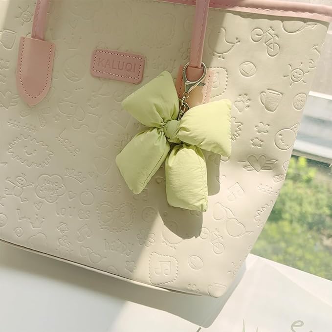 Pink Bow Keychain Bag Charms Y2K Bowknot Plaid Keychains Coquette Aesthetic Purse Handbag Backpacks Charms