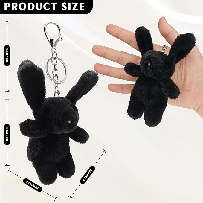 Bunny Keychain Plush 3.5'Inch Bag Charms Cute Stuff Mini Backpack Purse Charms Rabbit Key Chains Women Cute Girls Gift