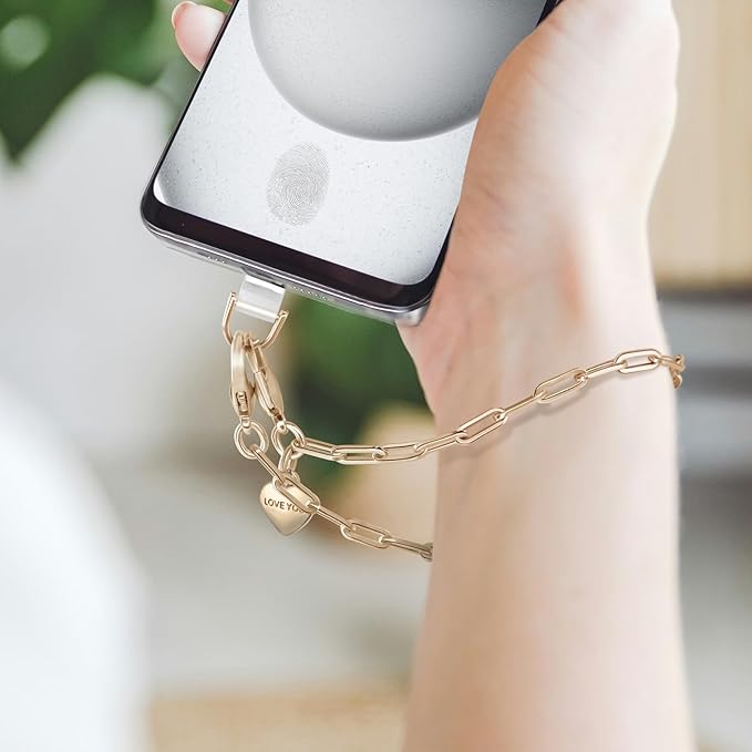UKON Phone Chain Wrist Strap Metal Phone Lanyard Wristlet Strap with 2xTPU Tether Tab for Women Shopping Traveling Party