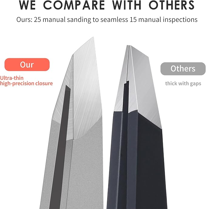 ZERNBER Eyebrow Hair Removal Tweezers, Slant Tweezer Handmade Professional Eyebrow Facial & Hair Remover Better closure Stainless Steel