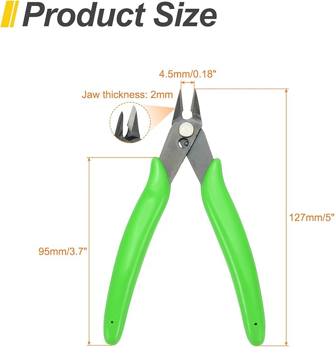 HARFINGTON 2pcs 5" Flush Cut Pliers Small Precision Wire Cutter Side Cutter Diagonal Cutting Pliers for Jewelry Model Electronic 3D Print, Green