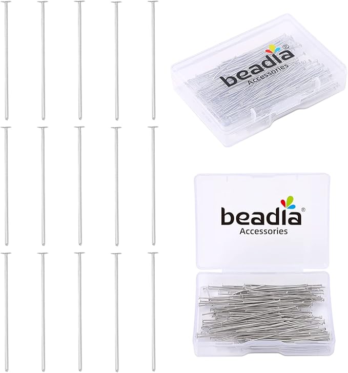 Platinum Plated Flat Head Pins Non Tarnish 40mm 150pcs for Jewelry Making Findings