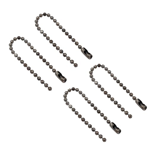 YOKIVE 4 Pcs Ball Chain, Bead Extension Keychain Cord with Connector Clasp Accessories Decoration Making, Great for Art, Handmade, DIY (Black, 3.94-Inch)