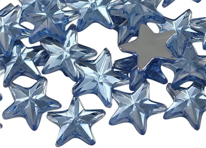 Allstarco Star Rhinestones Embelishments 15mm Flat Back Acrylic Plastic Gems for Jewelry, Crafts, Costumes, Invitations, Cosplay - 35 Pieces (Blue Sapphire Lite .LS)