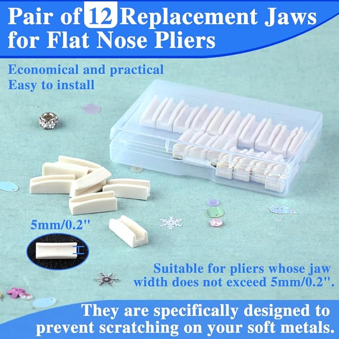 SPEEDWOX Flat Nose Pliers Replacement Tips Pair of 12 Replacement Jaws for Jewelry Making Pliers Tool