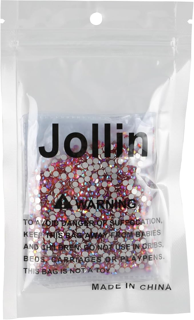 Jollin Glue Fix Crystal Flatback Rhinestones Glass Diamantes Gems for Nail Art Crafts Decorations Clothes Shoes(ss10 2880pcs, Red AB)