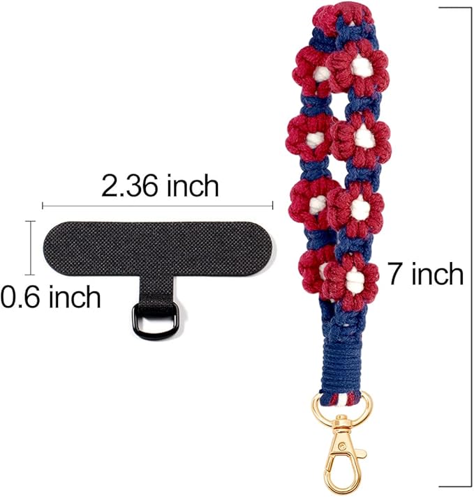 Boho Macrame Phone Wrist Strap, Cell Phone Lanyard with Tether Tab, Keychain Wristlet Charm, Anti-Loss Phone Chain
