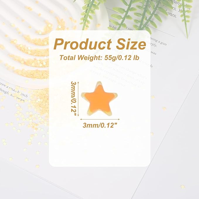 uxcell 1.94oz(55g) Star Glitter Confetti, 3mm Art Craft Glitter Holographic Sequins Table Confetti Laser Sequins for Crafts DIY Nail and Party Wedding Festival Decoration, Yellow