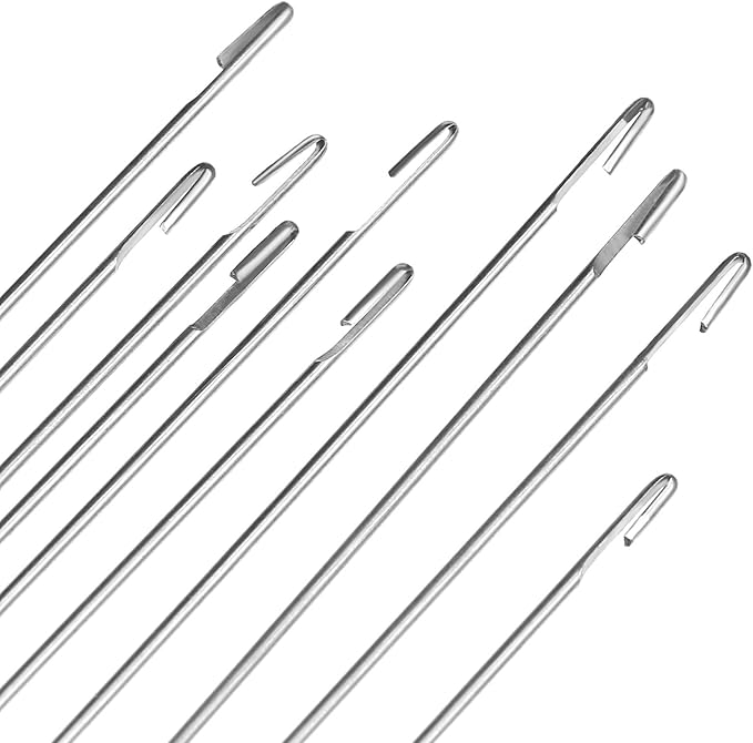 MAGICLULU 10Pcs Big Eye Beading Needle Curved Needles for Beading Jewelry Making Crafts 9.9 Inch Long, 0.1MM Wide