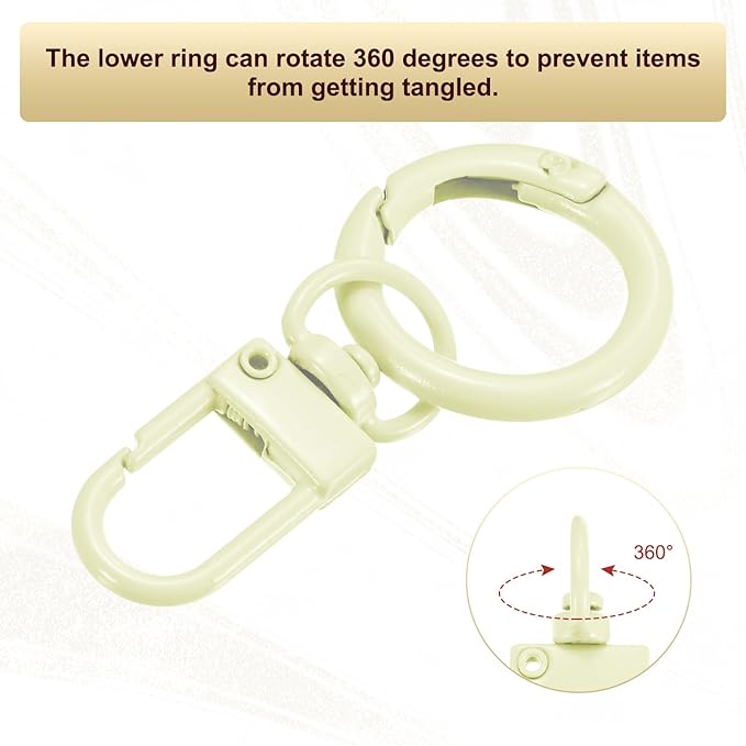 30-Pack Lobster Claw Clasp, Zinc Alloy Swivel Trigger Snaps Spring Clasps Hooks for Keychain Buckle/Lanyard/Straps/Purse, Spring Clasps Clips [Beige]