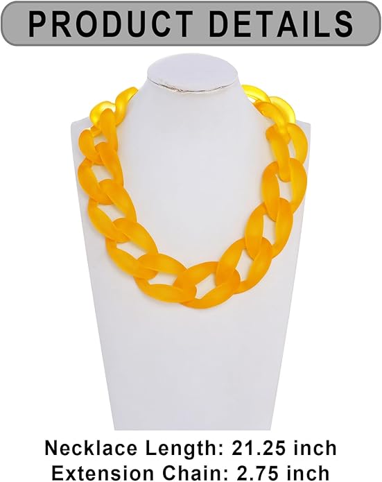 Firstmeet Chunky Acrylic Necklace Smooth Chain Link Cool Statement Choker Cuban Style Jewelry Gift for Women