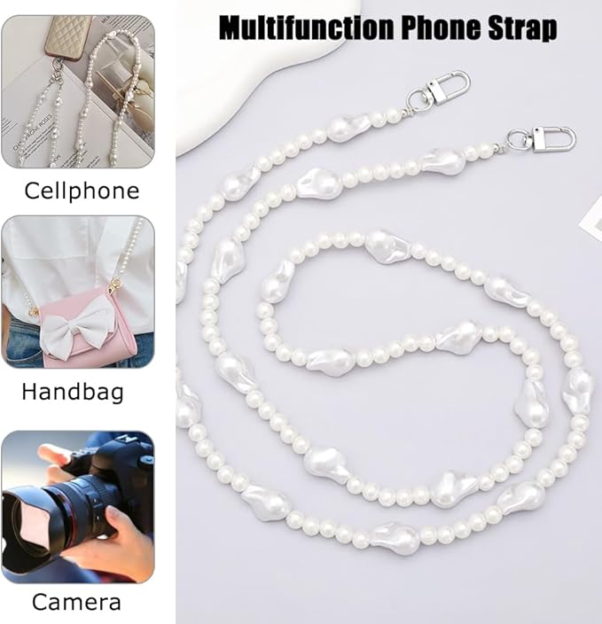 Phone Crossbody Chain Cell Phone Lanyard,Universal Leather+Metal Shouder Strap with Phone Tether Patches (N)