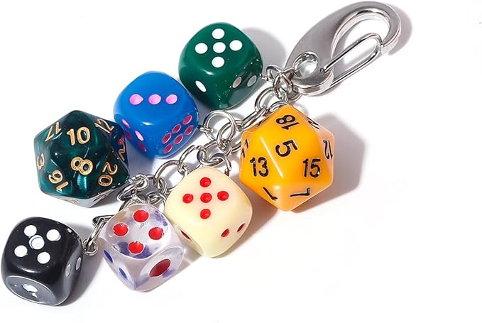 Lucky Dice Cherry Magic 8 Ball Keychain Billiard Ball Star Cherry Bags Charms Cute Y2k Keychain for Women Men