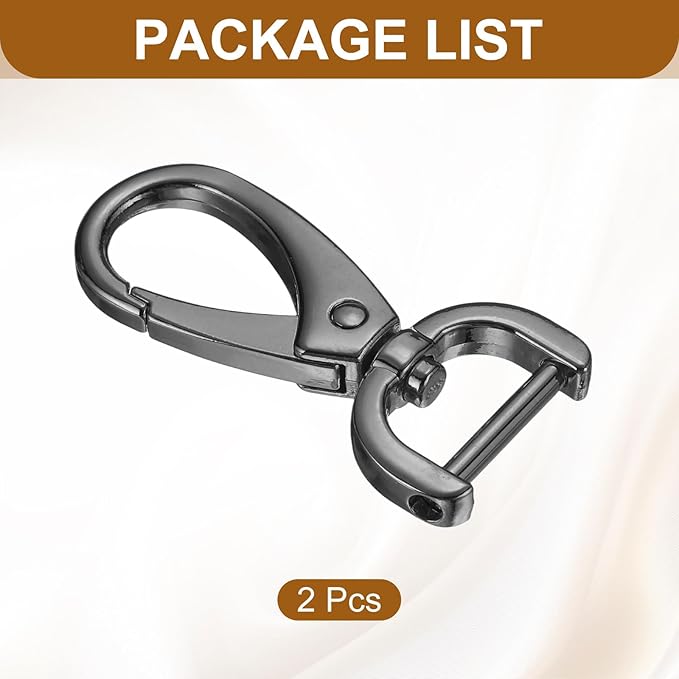HARFINGTON 2Pcs Detachable Snap Hook Swivel Clasp 5/8" D Ring with Swivel Lobster Claw Clasps Hook for Purse Strap Keychain Bag DIY Craft, Gunmetal