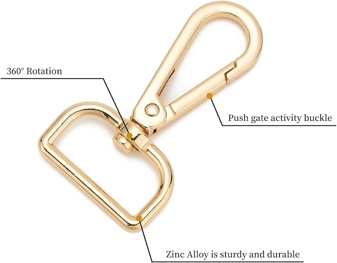 9 Pcs D Ring Swivel Lobster Claw Clasp Push Gate Snap Hooks Trigger Clips for DIY Crafts Keychain Purse Handbag Making,1 Inch Glod