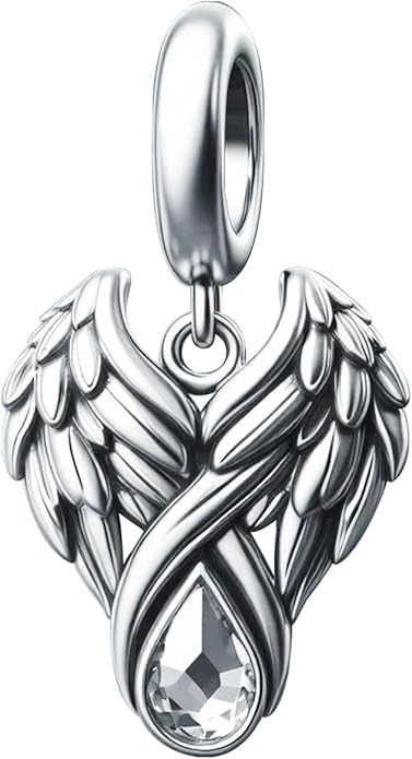 KunBead Guardian Angel Wings Birthstone Dangle Birthday Charms Compatible with Pandora Charm Bracelet for Women