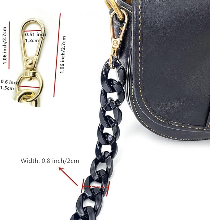 Decker DIY 40 Inches Acrylic Purse Chain Plastic Handbag Strap Shoulder Cross Body Strap with Metal Buckles