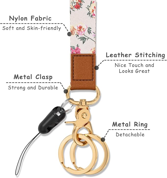 Cool Leopard Wristlet Keychain, Wrist Lanyard Key Chain For Women Men Car Keys Id Holder Card Phone Wallet Camera