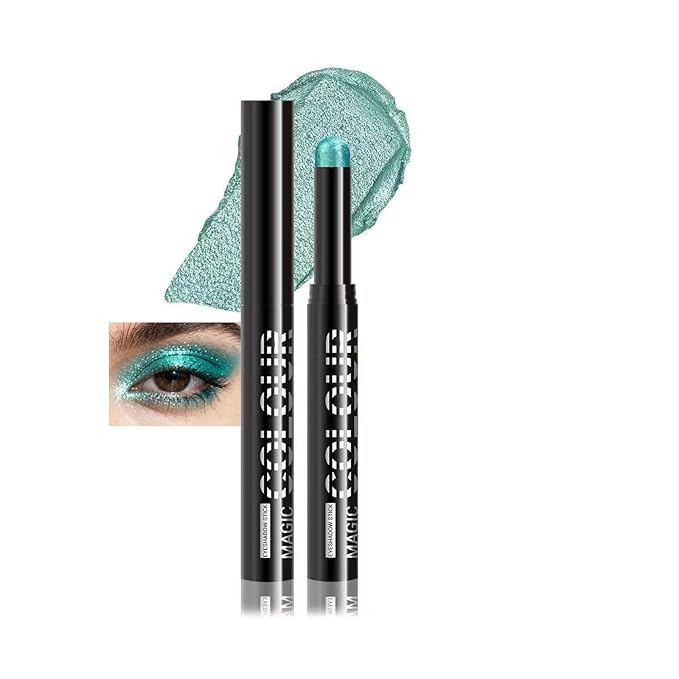 Waterproof Instant Set Shimmer Cream Eyeshadow Stick, Creamy Texture, Long-Lasting, Glitter Boosted, Perfect for Beginners & Models(24#)
