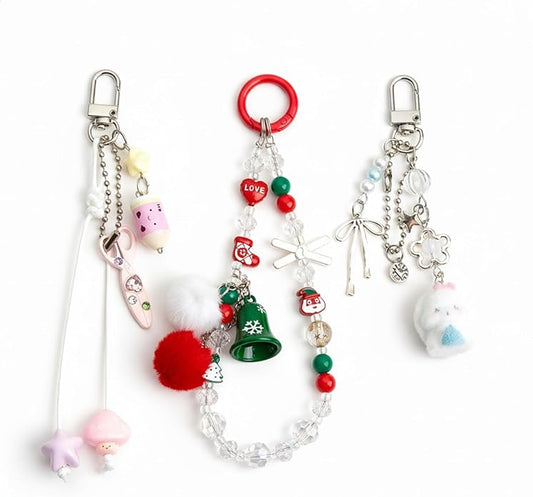 3 Pcs Aesthetic Y2K Keychain Accessories Bunny Dog Cat Keychain Pendant Star bow baseball pendant Bag Charms Backpack Handbag Charms Christmas Gifts
