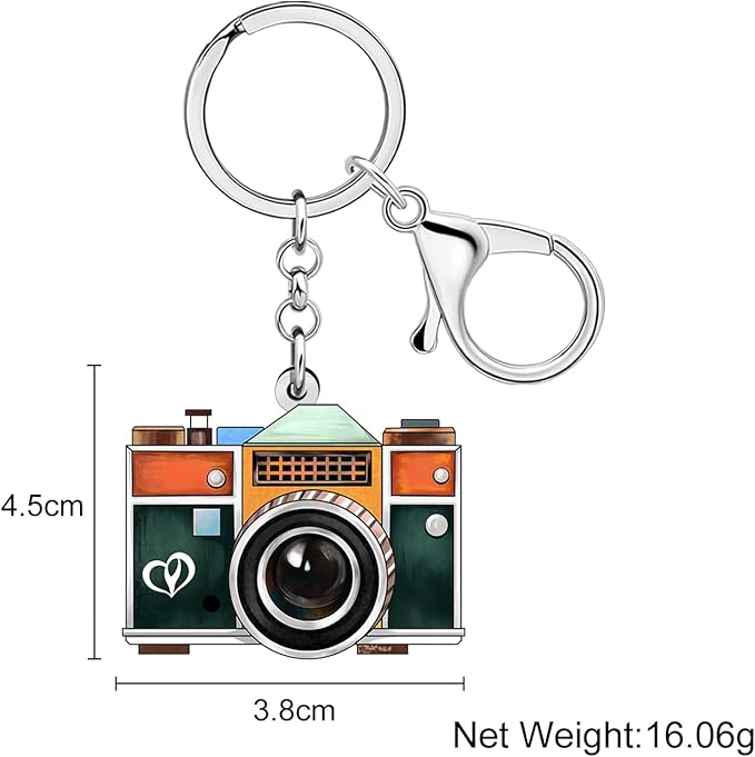 Acrylic Vintage 80s 90s Camera Keychain Keyring Nostalgia Gifts for Women Girls Photography Lovers Car Keys Bag Wallet