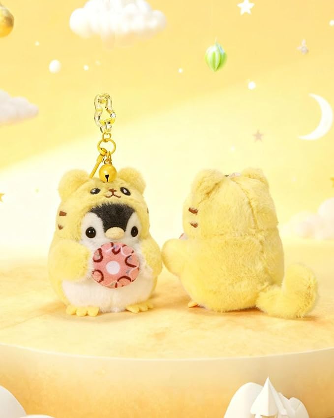 Penguin Plush Keychain Cute Stuff Cosplay Costume Change Clothing Donut Frog Unicorn Shiba Inu Bunny Tiger keyring