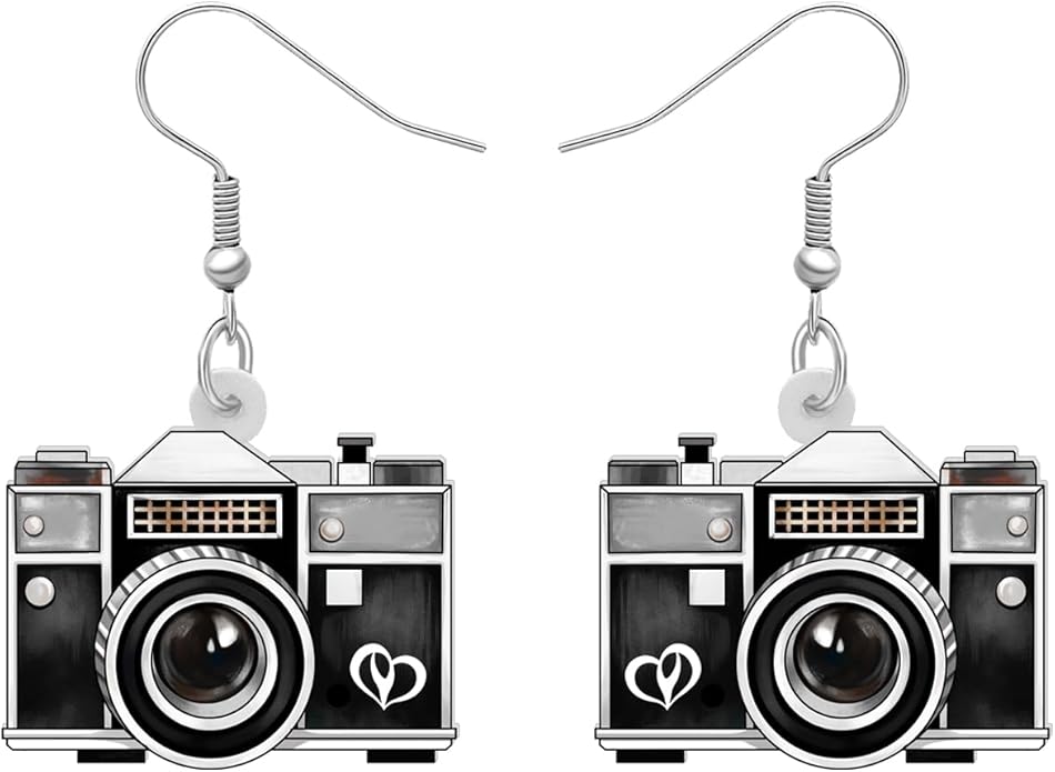 Acrylic Camera Earrings 80s 90s Camcorder Vintage Dangle Lightweight Jewelry Retro Digital Photography For Women Charm Gifts