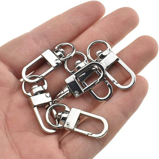 Hahiyo 34mm Length Swivel Lobster Clasp One Handed Operation Strong Hinge Smooth Locking Motion Zinc Alloy Push Gate Trigger Snap Hook Buckles Silver 6 PCS for Crossbody Purse Chain Connect Key Fobs