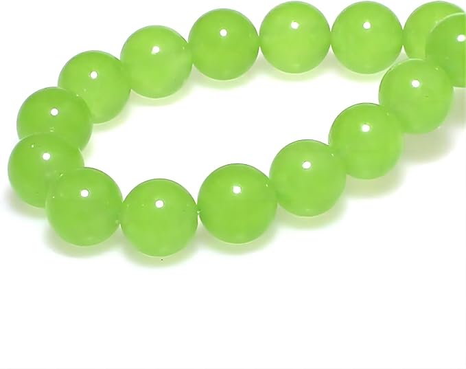 MJDCB Stone Beads 8mm 43pcs Round Fruit Green Jade Loose Gemstone Bead Charms for Jewelry Making Bracelet Necklace Earring Pendant