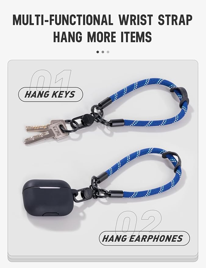 project-cb Phone Wrist Strap 1,Tether Tab 2,Phone Wristlet,Lanyard Wrist Strap,Key Holder,KeyChain,KeyRing×2(Green)