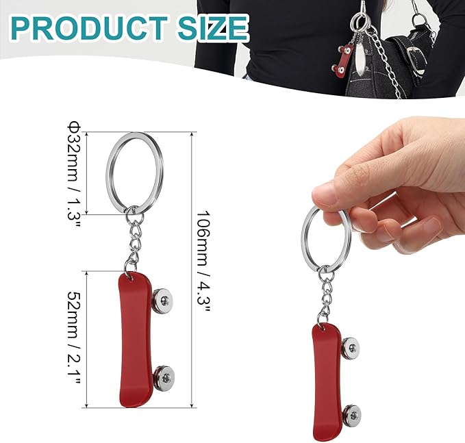 PATIKIL SkateBoard Keychain, Skate Board Key Chain Sport Pendant Key Rings Bag Backpack Decor Car Keychain